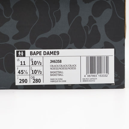 JH6358 A BATHING APE adidas Dame 9 Core Black (Men's)