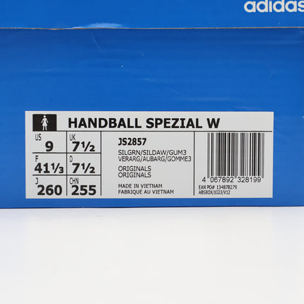 JS2857 adidas Originals Handball Spezial Silver Green Silver Dawn Gum (Women's)