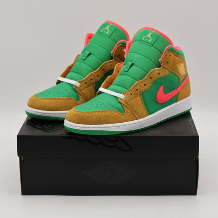 DX4332-700 Nike Air Jordan 1 Mid Wheat Water Melon Chutney Lucky Green (Men's)